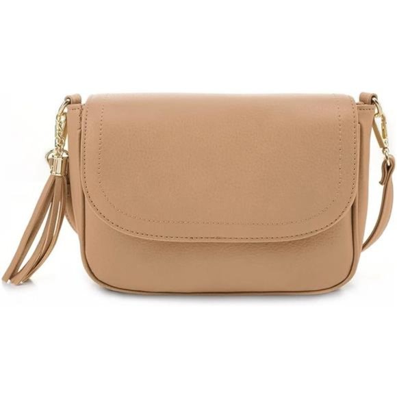 Vegan Leather Small Crossbody Purse Clutch Light Tan